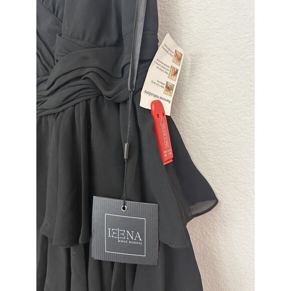 NWT Mac Duggal Black Sleeveless V-Neck Ruffle Tiered Dress 55416 Size 14 - Picture 3 of 10